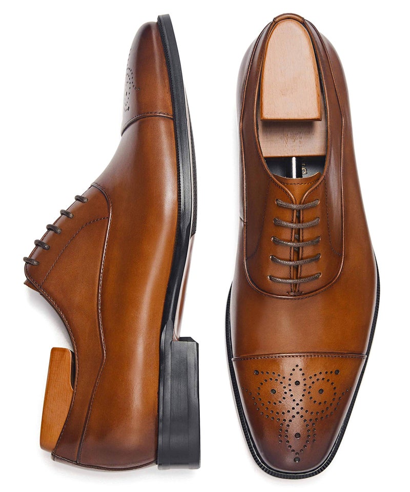 FRASOICUS Latest Model Men Dress Shoes Formal Oxford Office Genuine Leather Shoes Brown - Image 1
